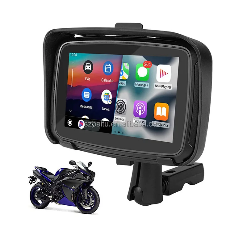 5 Inch Motorcycle Wireless Apple Carplay Android Auto GPS Portable Special Navigator Motorcycle GPS Screen IPX7 Waterproof