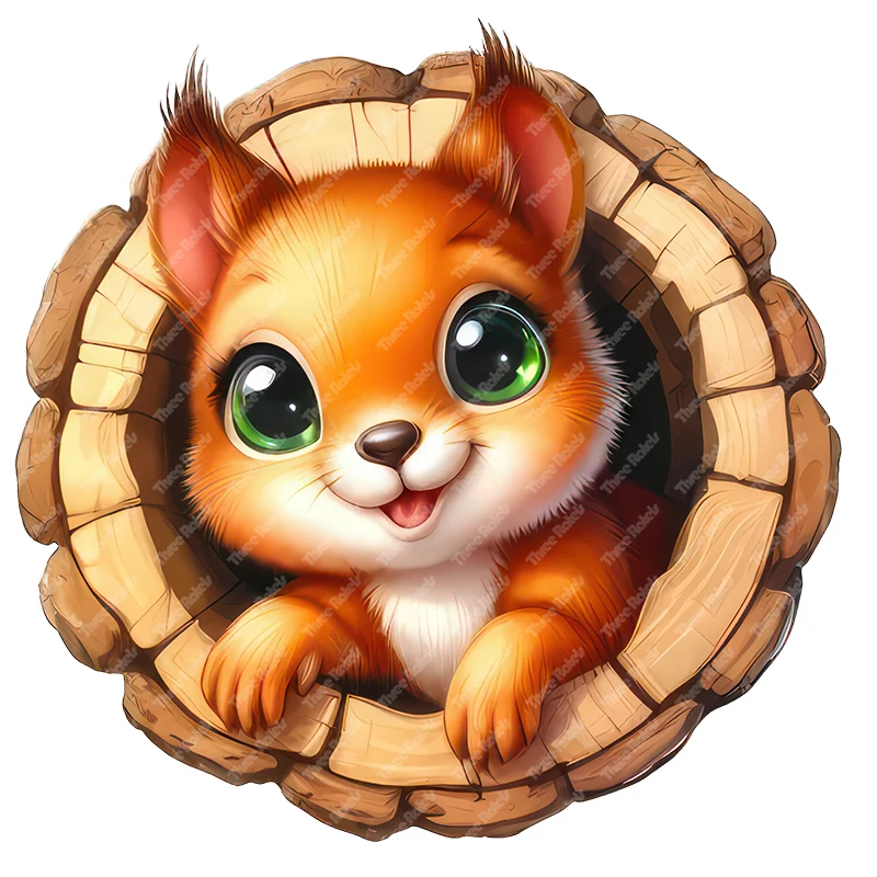 Three Ratels lovely Squirrel Cartoon Animal Stickers Wall Stickers for kid's Bedroom Decoration Car decals