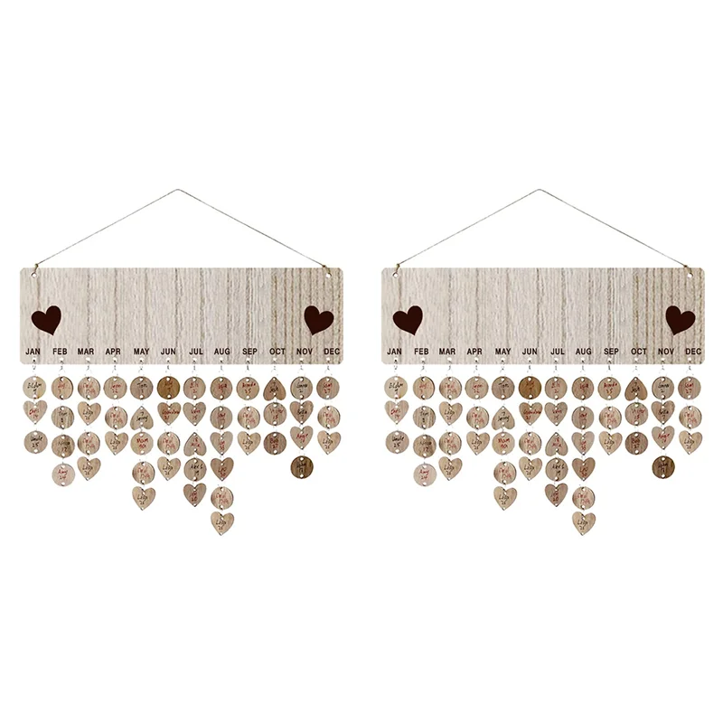 

Ingenious-2X Family Birthday Board Set Hanging Wooden Calendar Wall Calendar Decor For Family Friends Birthday Reminder