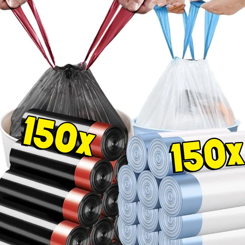 

Thicken Drawstring Trash Bags Household Kitchen Rest Room Disposable Garbage Bag Home Cleaning Rubbish Storage Plastic Bags