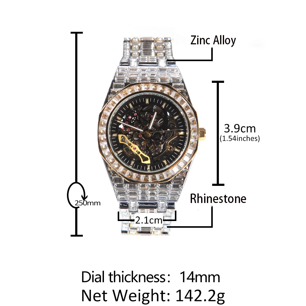 TBTK Minimalist Diamond Waterproof Stainless Steel Mechanical Iced Out Watch Men Classic Design For Men