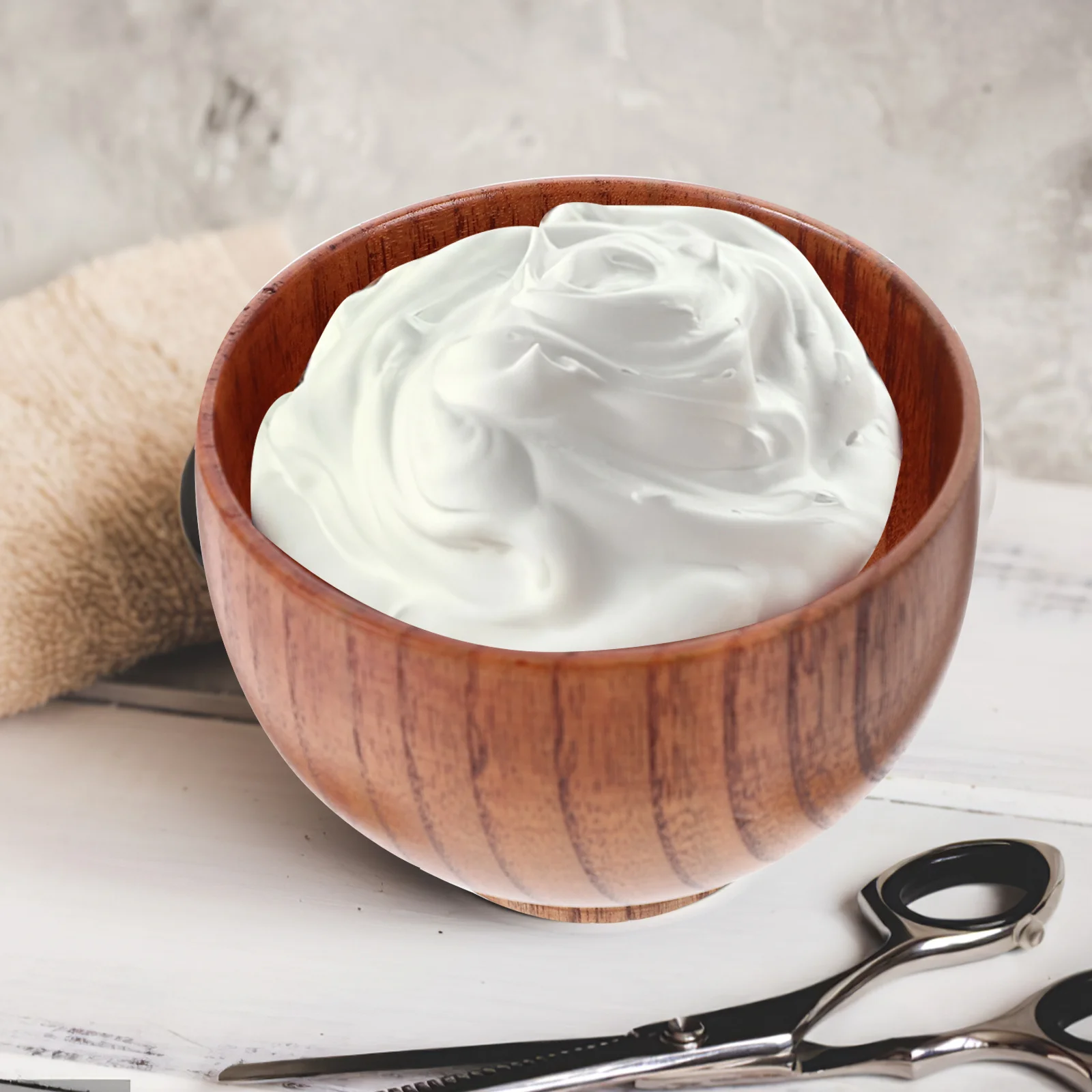 كوب صابون الحلاقة الخشبي الفاخر للعناية بالوجه للرجال، متين وخفيف الوزن وصديق للبيئة، وعاء صابون الحلاقة الخشبي