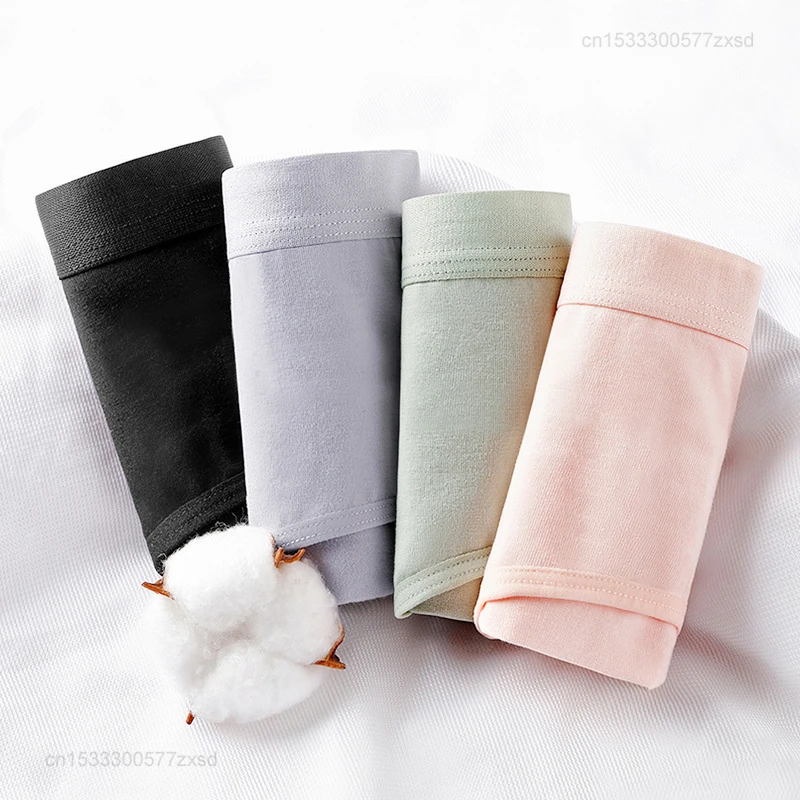 Xiaomi กางเกงในสตรีเอวกลางเอว M-2XL, กางเกงในสตรีระบายอากาศได้ดีสวมใส่สบายสีพื้นกางเกงในอ่อนนุ่มต้านเชื้อแบคทีเรีย