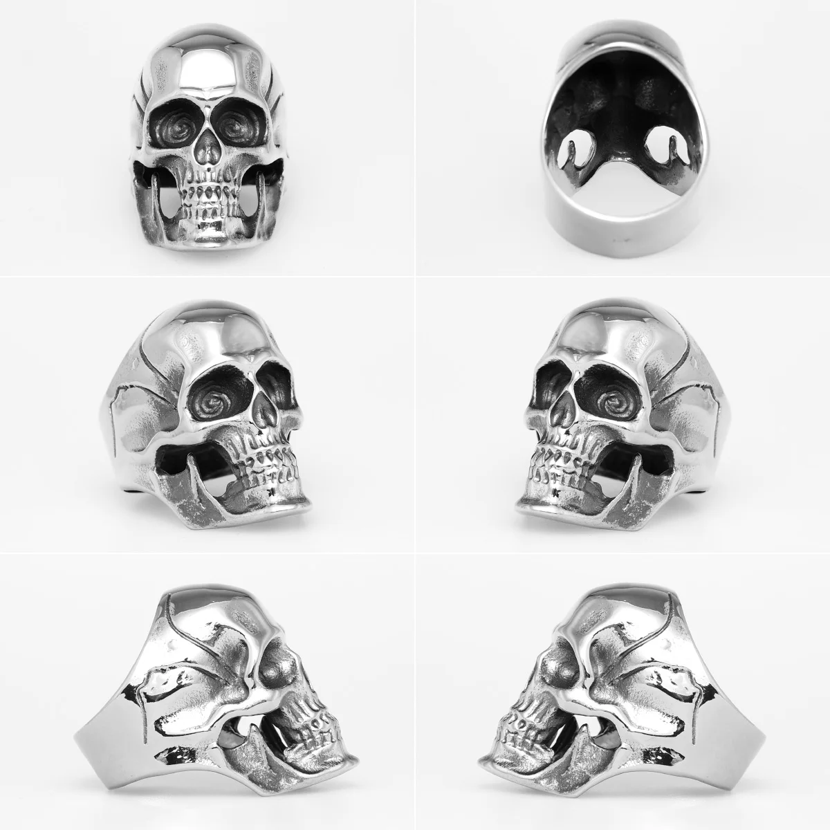 Terminator Skull 316L Stainless Steel Mens Rings Punk Hyperbole Skulls for Male Boyfriend Biker Jewelry Best Gift Dropshipping