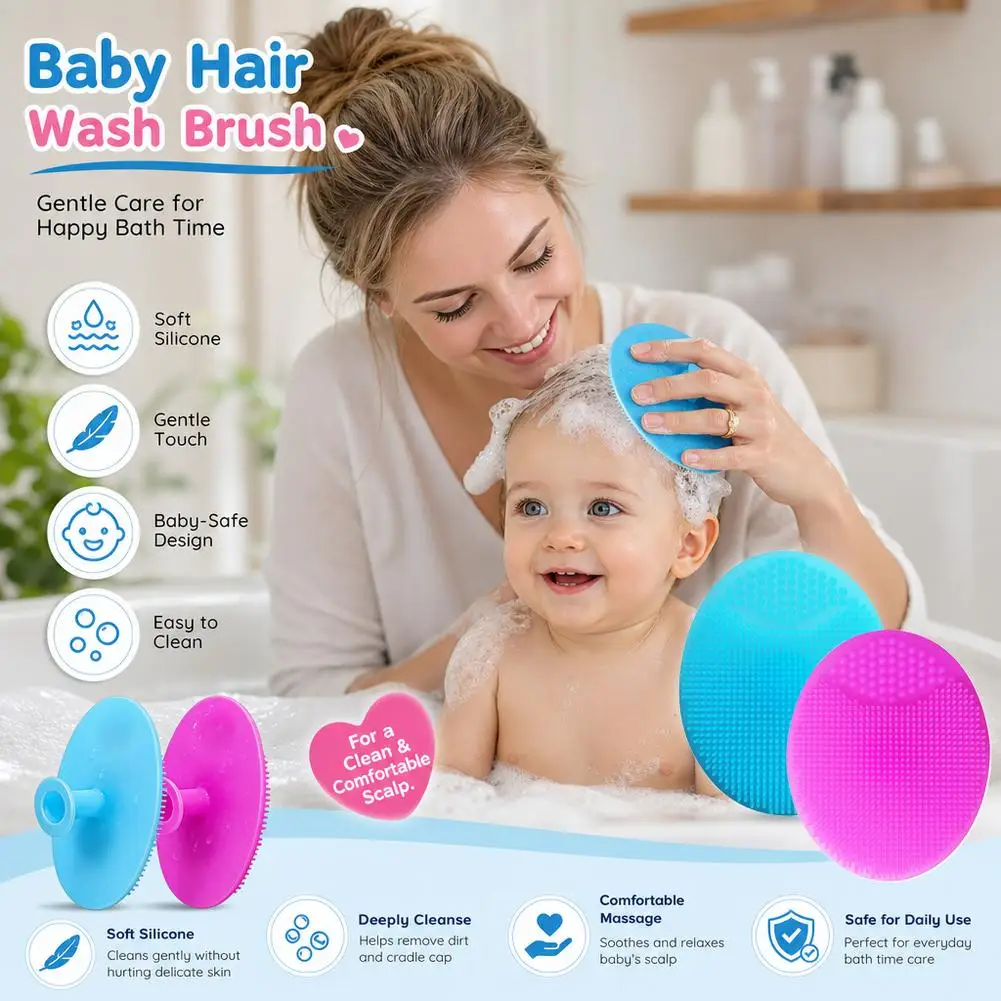 Soft Silicone Cleansing Brush for Baby Infant Bathing Boys Kids Shower Brush Head Hair Washing Massage Brushes Wipe Comb