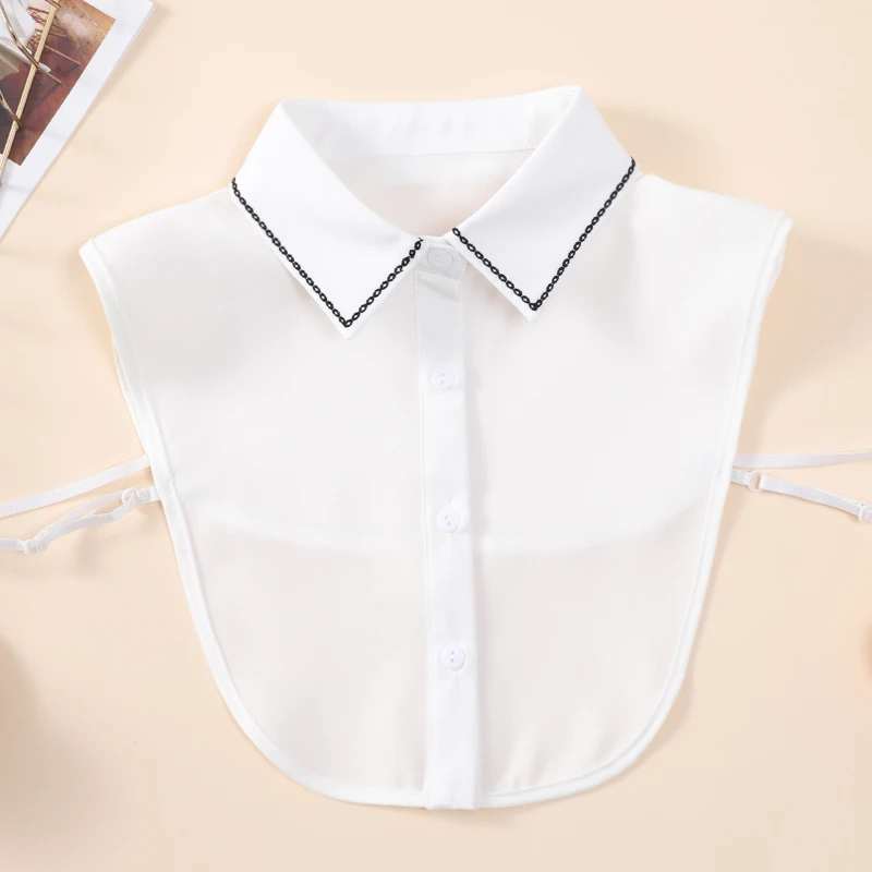 Women's Diamond Embroidered Collar, Fashionable and Elegant, Versatile Half Shirt Style Chiffon Fake Collar