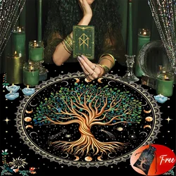 (Free Bag)1pc 29x29In Altar Tarot Card Tablecloth Divination Tree of Life Tarot Tablecloth  Playing Card Mat Velvet Tarots Bag