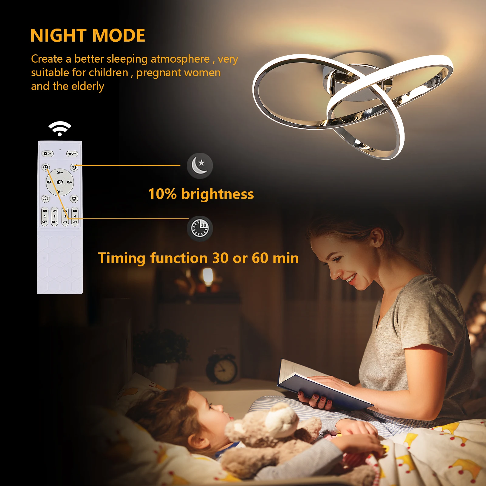 Moderne LED-Deckenleuchten mit Fernbedienung 3000K-6000K, 3 Farbtemperaturen, Blumenförmige LED-Deckenbeleuchtung – Detail 4