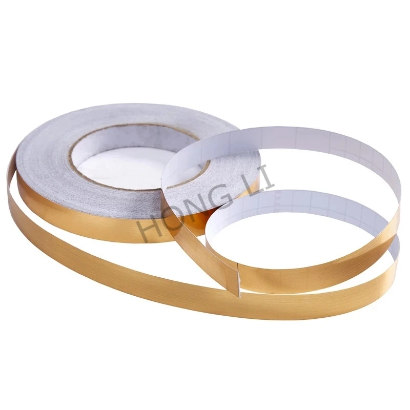 50M decoración del hogar 50M x 0,5/2cm cinta de sellado de huecos impermeable oro plata DIY tira de lámina de cobre pegatina de pared pegatina de