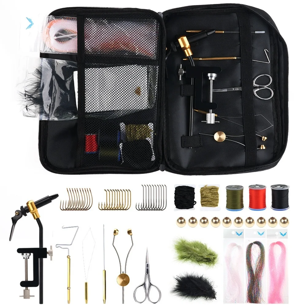 For Fly Fishing Tying Kit 20 Piece High Strength Metal Tools for Lure Making Includes 8# and 12# Hooks 140D Thread 100 yds