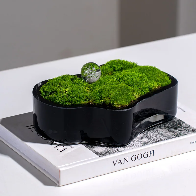 غرفة نموذجية، غرفة معيشة، طاولة قهوة مستديرة، نباتات خضراء وديكور ناعم، زخرفة مشهد صغير، أثاث راقي #2