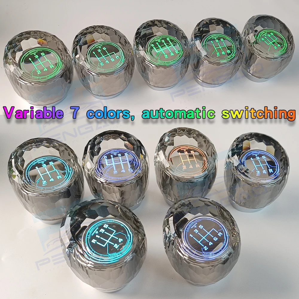 

For hyundai ix35 Soul Forte Elantra Upgrade LED light crystal 5 6 speed manual gear shift knob car universal accessories 10mm