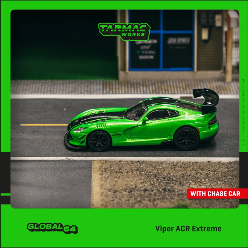 TW In Stock 1:64 Viper ACR Extreme Green Metallic Diecast Diorama Car Model Collection Miniature Toys Tarmac Works