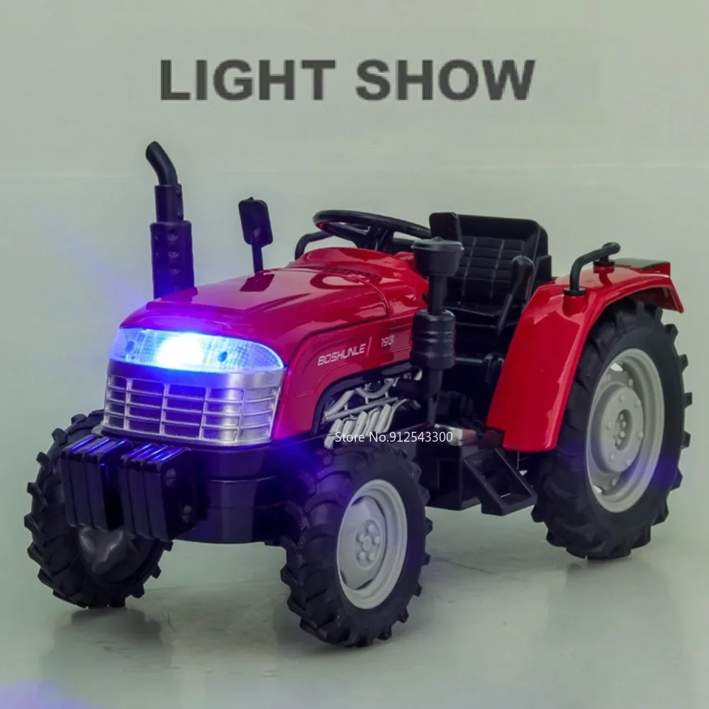 Modèle de tracteur agricole à l'échelle 1/32 pour garçons, voiture jouet, corps en alliage, haute simulation, modèles de véhicules agricoles, son, lumière, collection, cadeaux