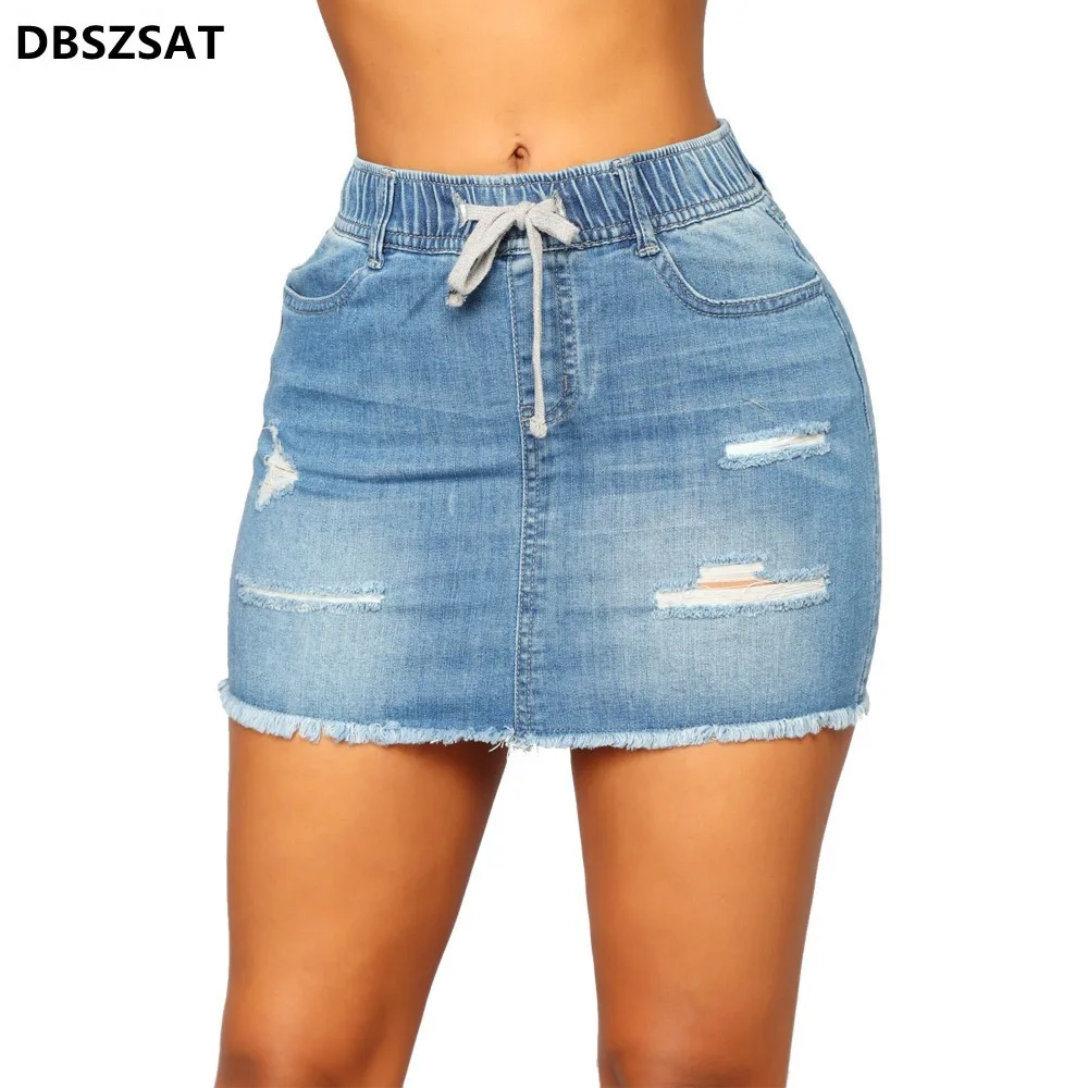 

2023 Spring New Arrival High Waist Double Pockets Slim Bodycon Short Denim Skirt Women GH191