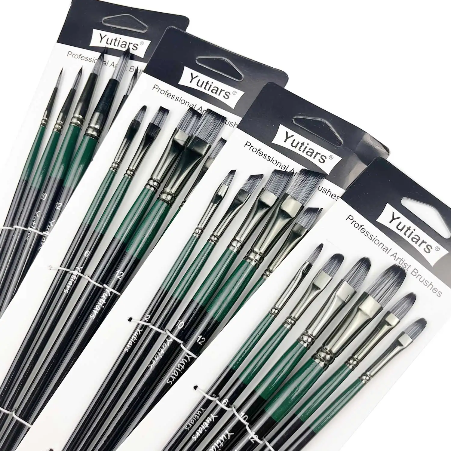 مجموعة فرش طلاء فنية احترافية عالية الجودة مكونة من 6/24 قطعة - أشكال مختلفة بما في ذلك مستديرة، فيلبرت، مسطحة وزاوية للزيت، أكري #3