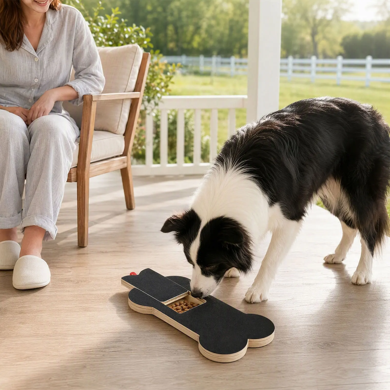 Wooden Pet Scratching Board for Dogs with Built-in Treat Box Nail Trim Pad Pull-Out Design Sandpaper Surface Scratch Toy ﻿