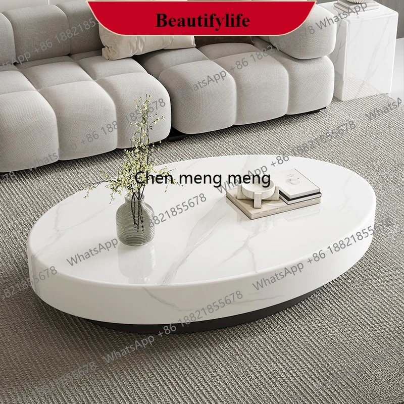 Oval Minimalist Coffee Table Neutral Luxury Trendy Nordic Coffee Table Unique European Living Room Coffee Table Furniture