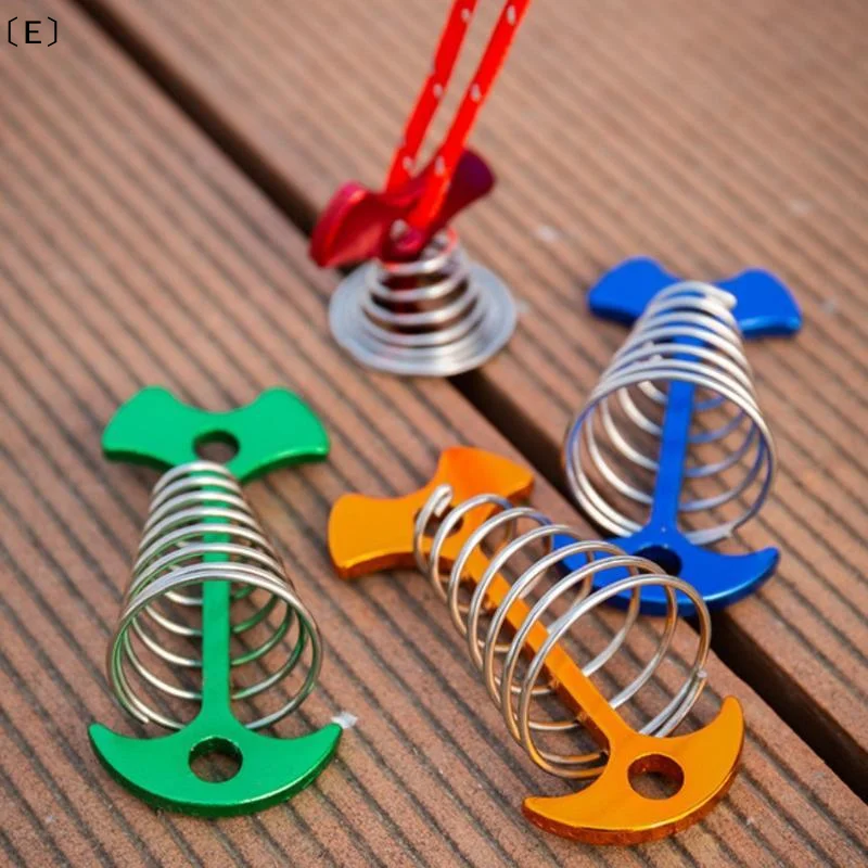 〔E〕1pcs Adjustable Plank Floor Spring Fishbone Anchor Tent Pegs Buckle Outdoor Awning Deck Stakes Fixed Nails Camping Tent Hooks