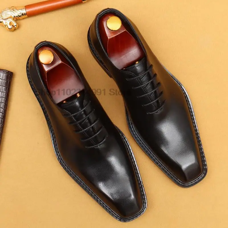 HNXC Men Fashion Handmade Dress Shoes Real Cowhide Oxford Shoes For Everyday Wear Men's Business Wedding Office Shoes