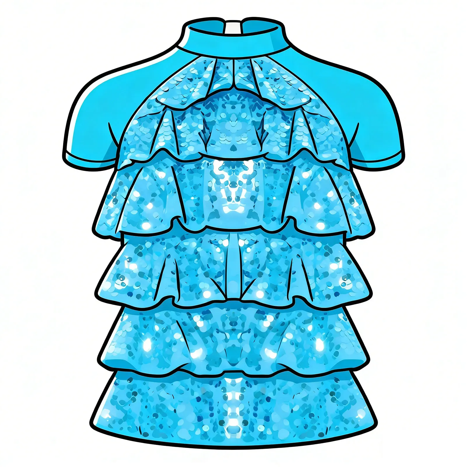 

Kids Shiny Sequins Mesh Tiered T-shirts Girls Jazz Hip Hop Dance Tops Short Sleeve Tshirt Cheerleading Stage Performance Wear