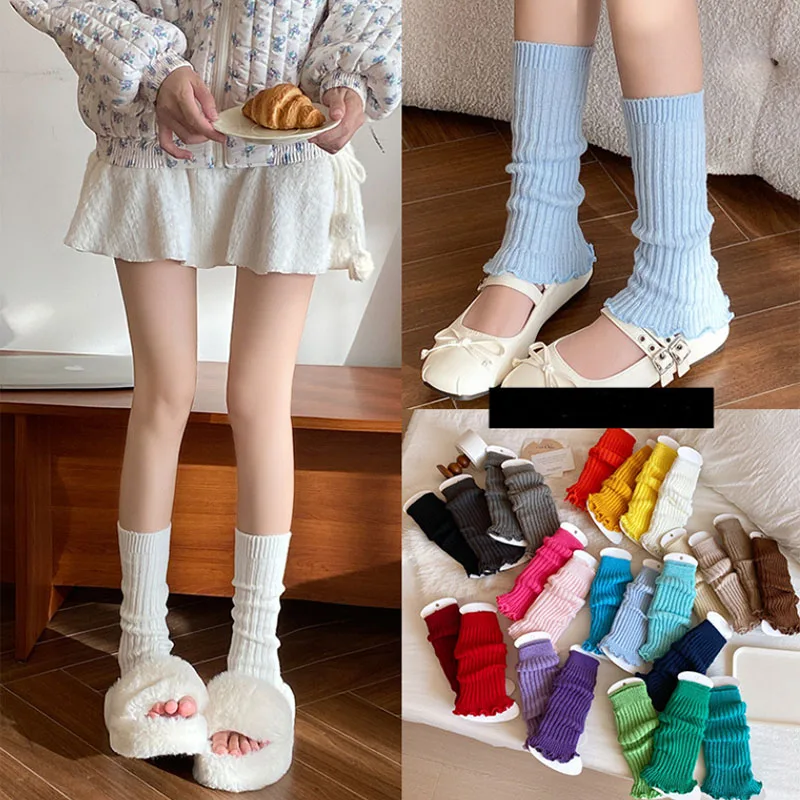 2026 Autumn Lolita Leg Warmers Socks for Girl Knitted Warm Foot Cover Women Warmer Winter Crochet Heap Heap Socks Boot Cuffs