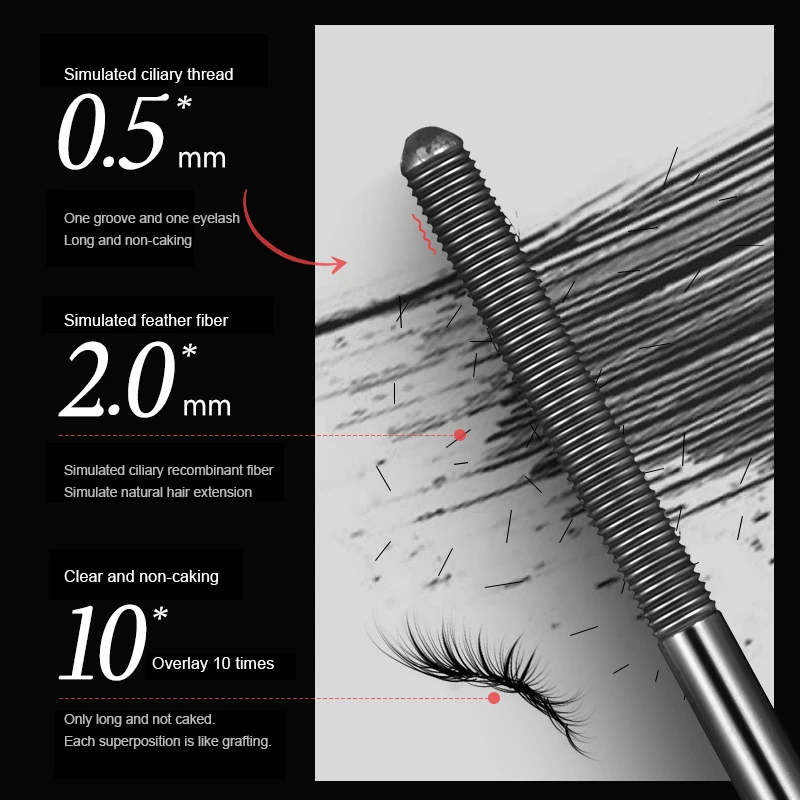 Mascara tube en acier, imperméable, allongeant et recourbé, formule volumisante pour cils solides, définis et brosse spirale tenue toute la journée