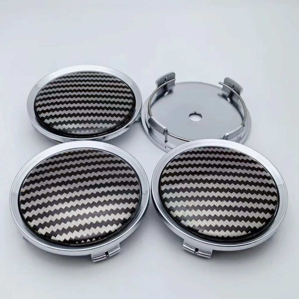 4pcs 75MM 70MM No Logo Epoxy Resin Emblem Car Wheel Center Caps Carbon Fiber Badge Wheels Hub Cap Rim Hubcaps Cover Accessories 6