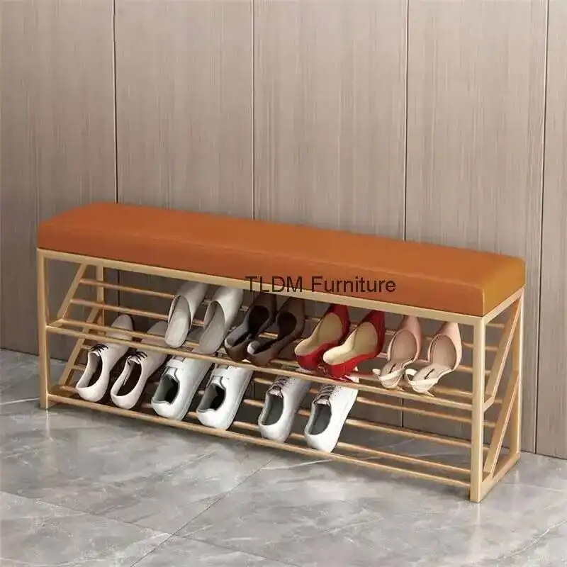

Wrought Iron Nordic Shoe Changing Stool Home Furniture Hallway Porch Ottomans Household Shoe Cabinet Apartment Dormitory Bench