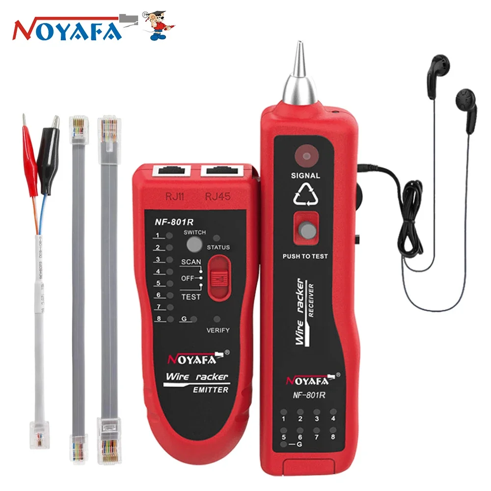 NOYAFA Network Cable Tester Ethernet LAN Telephone Wire Tracer RJ45 RJ11 Line Finder with LED Lighting Withstand Voltage NF-801R