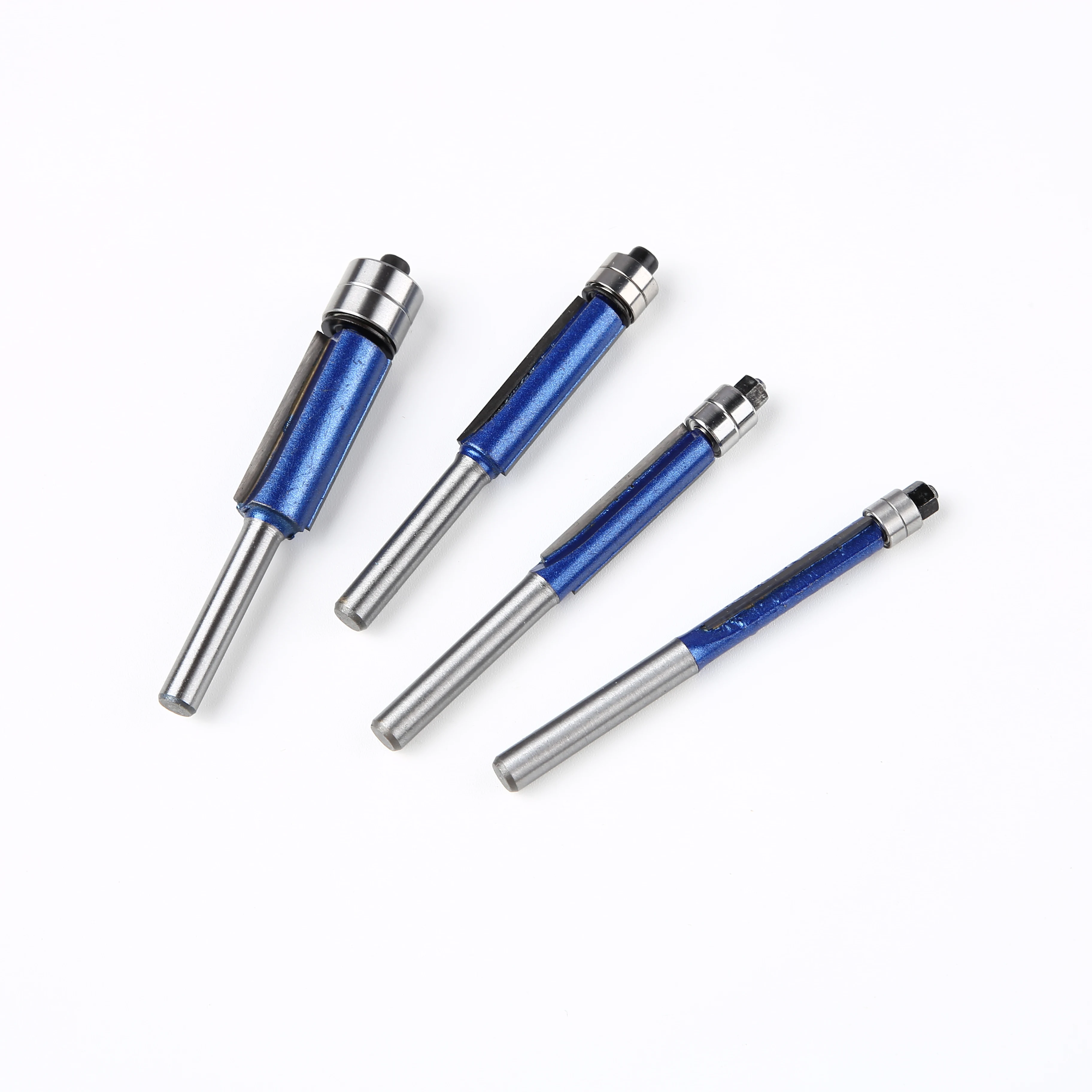 6mm 6.35mm Shank Biaxial Trimming Tool Double Bearing Carbide Flush Trim Router Bits Set for Wood Carving Cutter Milling Cutters product photo