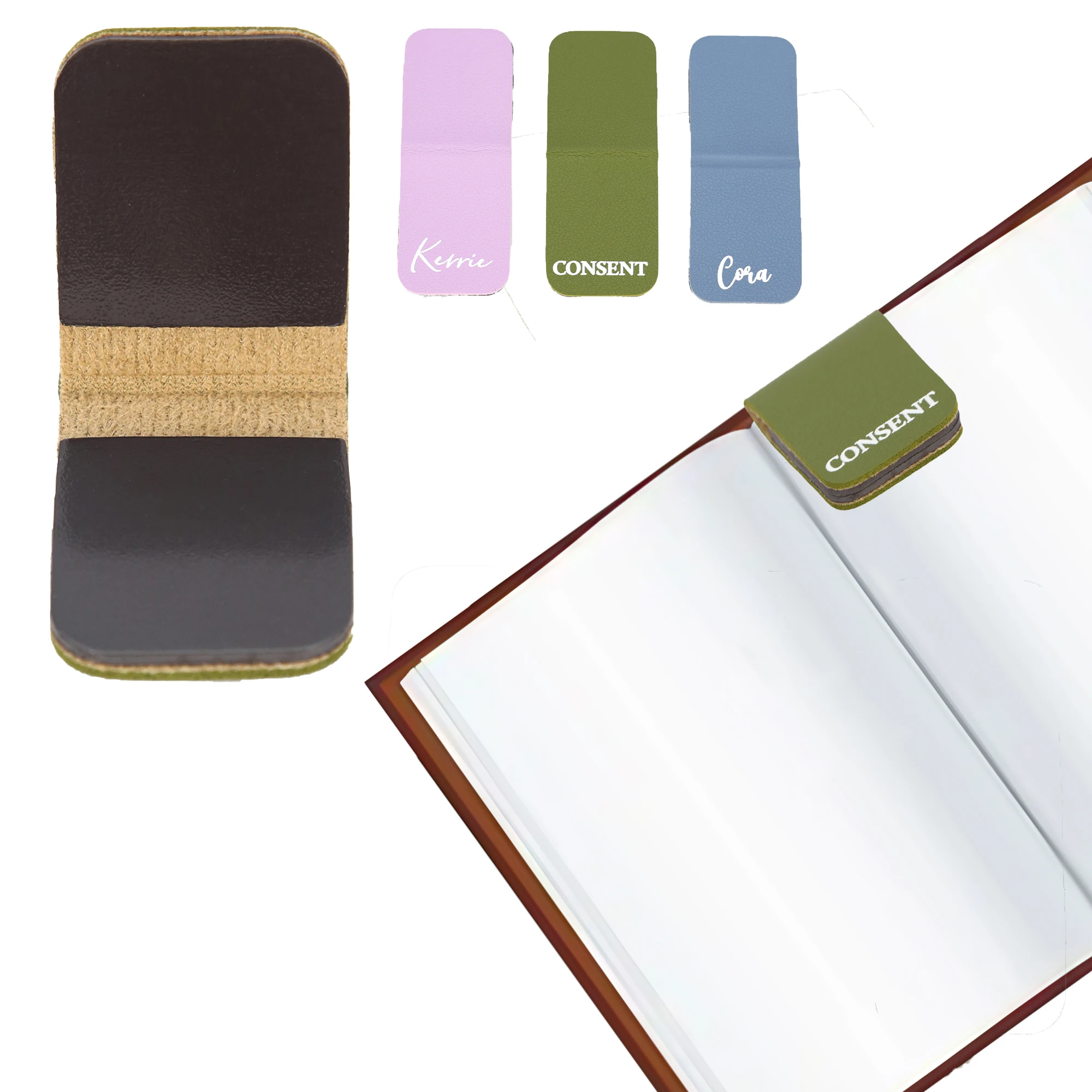 Personalized Notebook Leather Bookmark Double-sided Magnetic Buckle Magnet Clip For Teachers Students