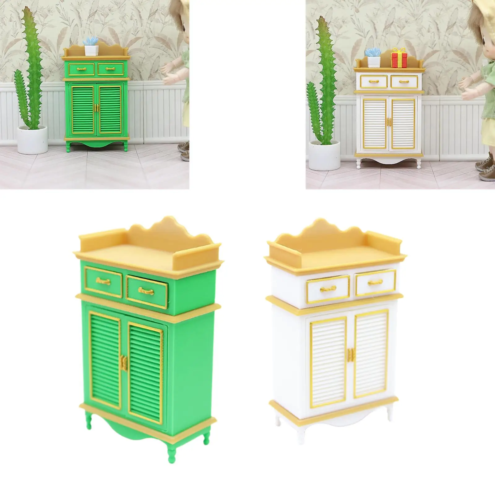 Dollhouse Miniature Cabinet 1/12 Scale,Sturdy Micro Scene Decoration Photo Props Lightweight Tiny Decorative Dollhouse Furniture