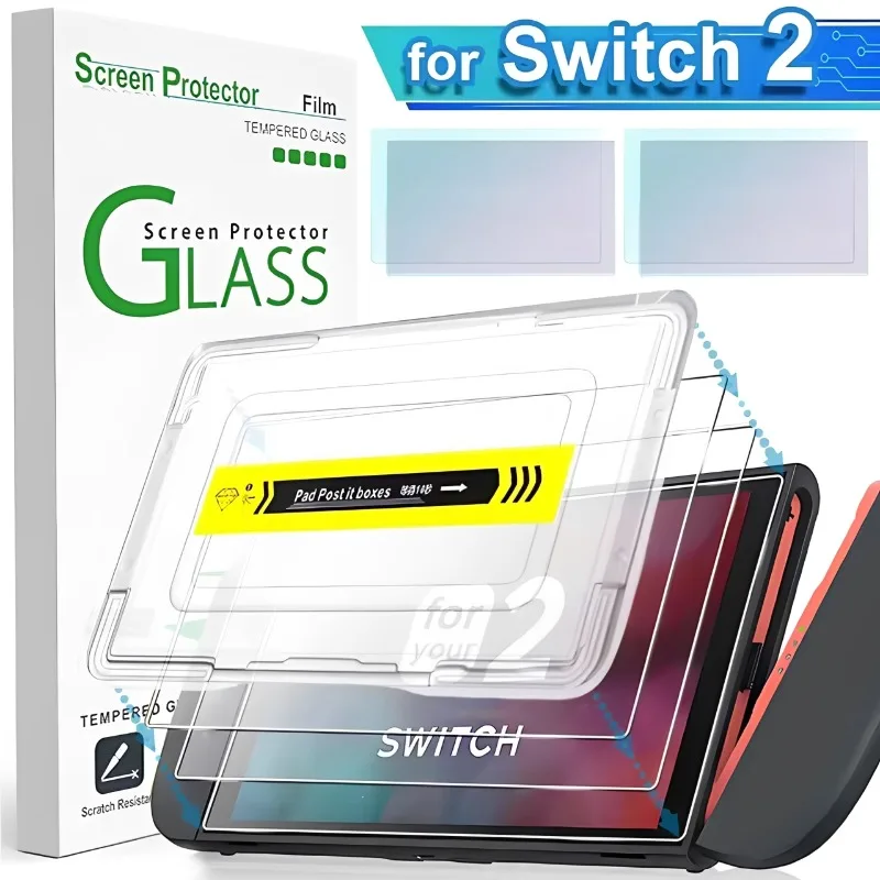 Pacote com 1/2/3 Películas Protetoras de Tela de Vidro Temperado para Nintendo Switch 2, Fácil Instalação, Acessórios para Console de Jogos Switch 2