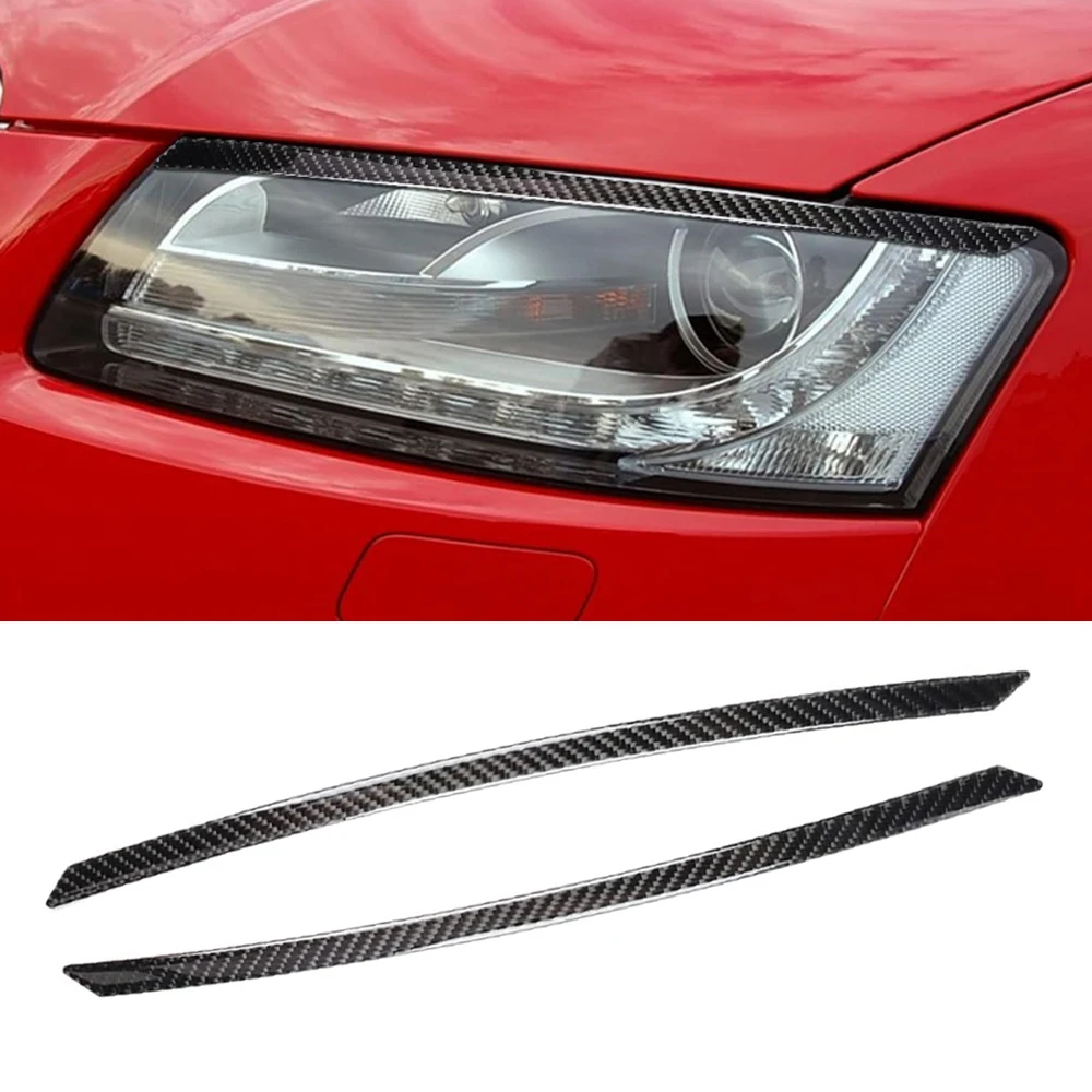 

2pcs Carbon Fiber Look Front Headlight Eyelid Cover Left and Right For Audi A4 A5 2009 2010 2011 2012 2013 2014 2015 2016