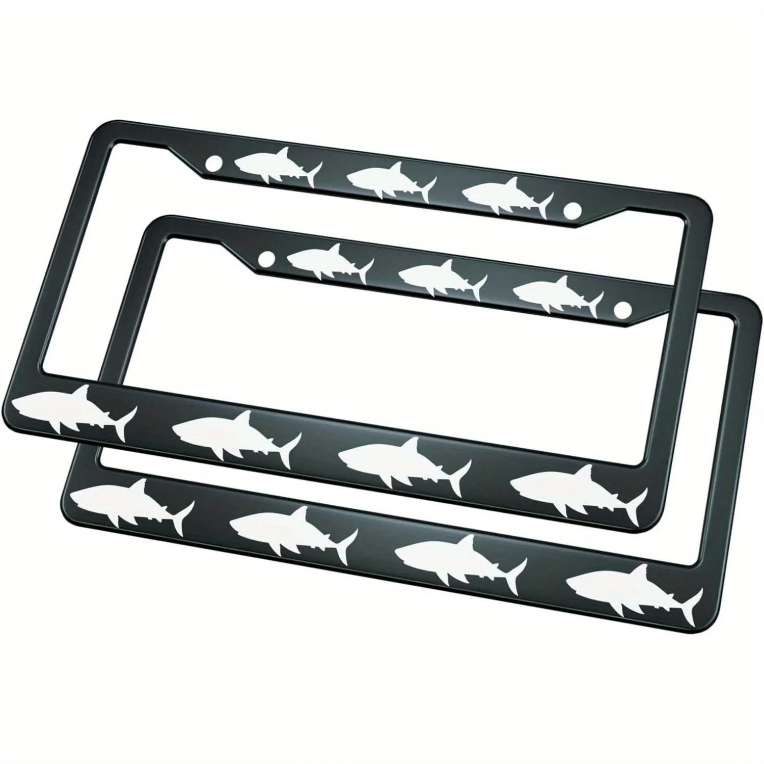 Shark License Plate Frame Black 2pcs Metal Cute Licenses Plates Frames Licenses Plate Covers Car Tag Frame for Women Men