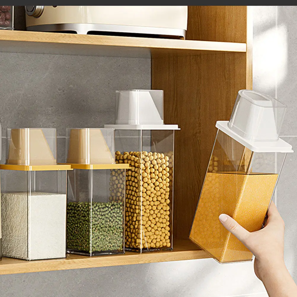 Large Airtight Rice Container Household Sealed Grain Storage Jar Kitchen Supply Clear Food Storage for Rice Beans Grains Cereal