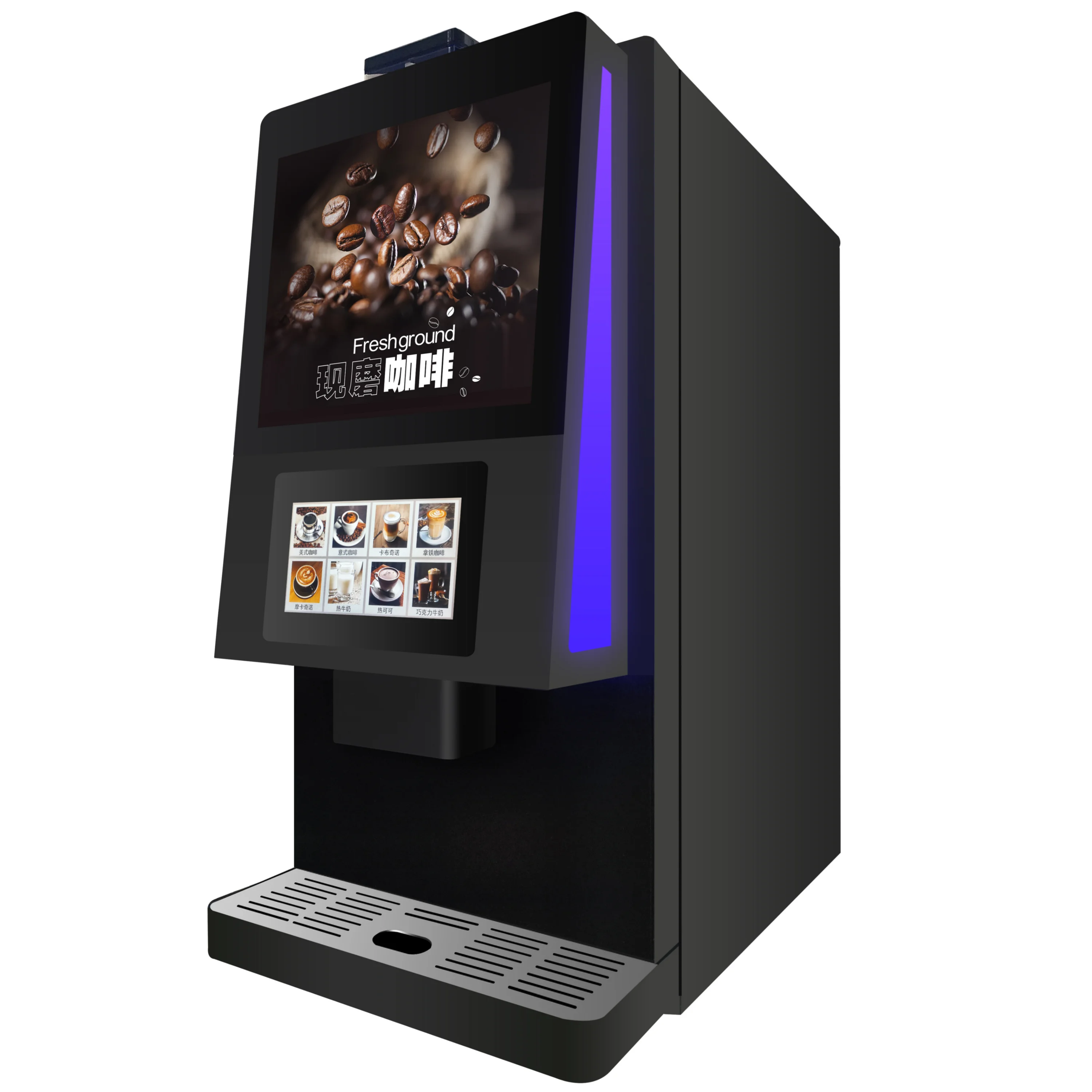 

ZJZ Commercial Fully Automatic Intelligent Cappuccino Coffee Maker Machine 7inches Touch Screen with LED Light Box