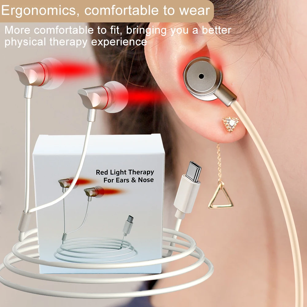 650nm Red Light Ear Care Earplug Portable Household Device For Tinnitus Otitis Relief Alleviate Ear Fatigue Relax Maintenance