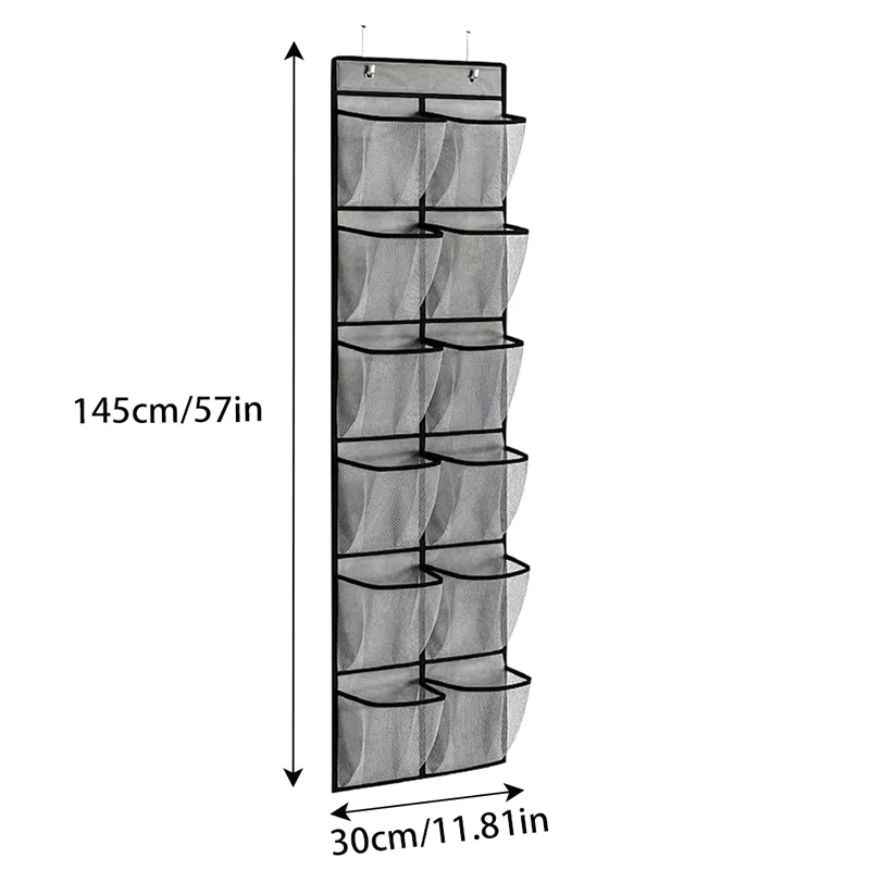12/24 Grids Wall-Mounted Sundries Shoe Organiser Fabric Closet Bag Storage Rack Mesh Pocket Clear Hanging Over The Door Box view 6