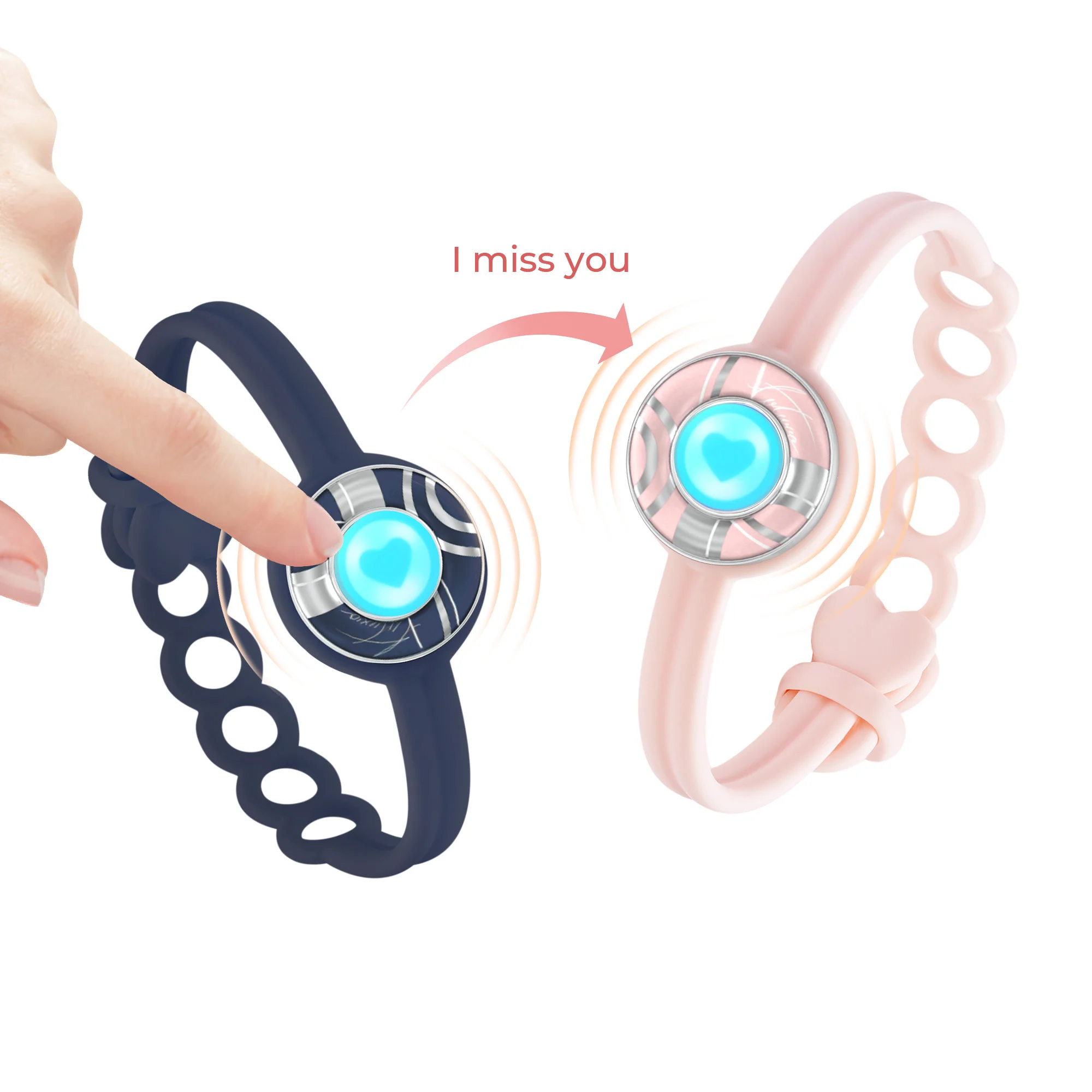 

Totwoo Candy Wave Collection-Long Distance Touch Bracelet-Colorful Band Bracelet, Vibration & Light Up For Couples Bracelets