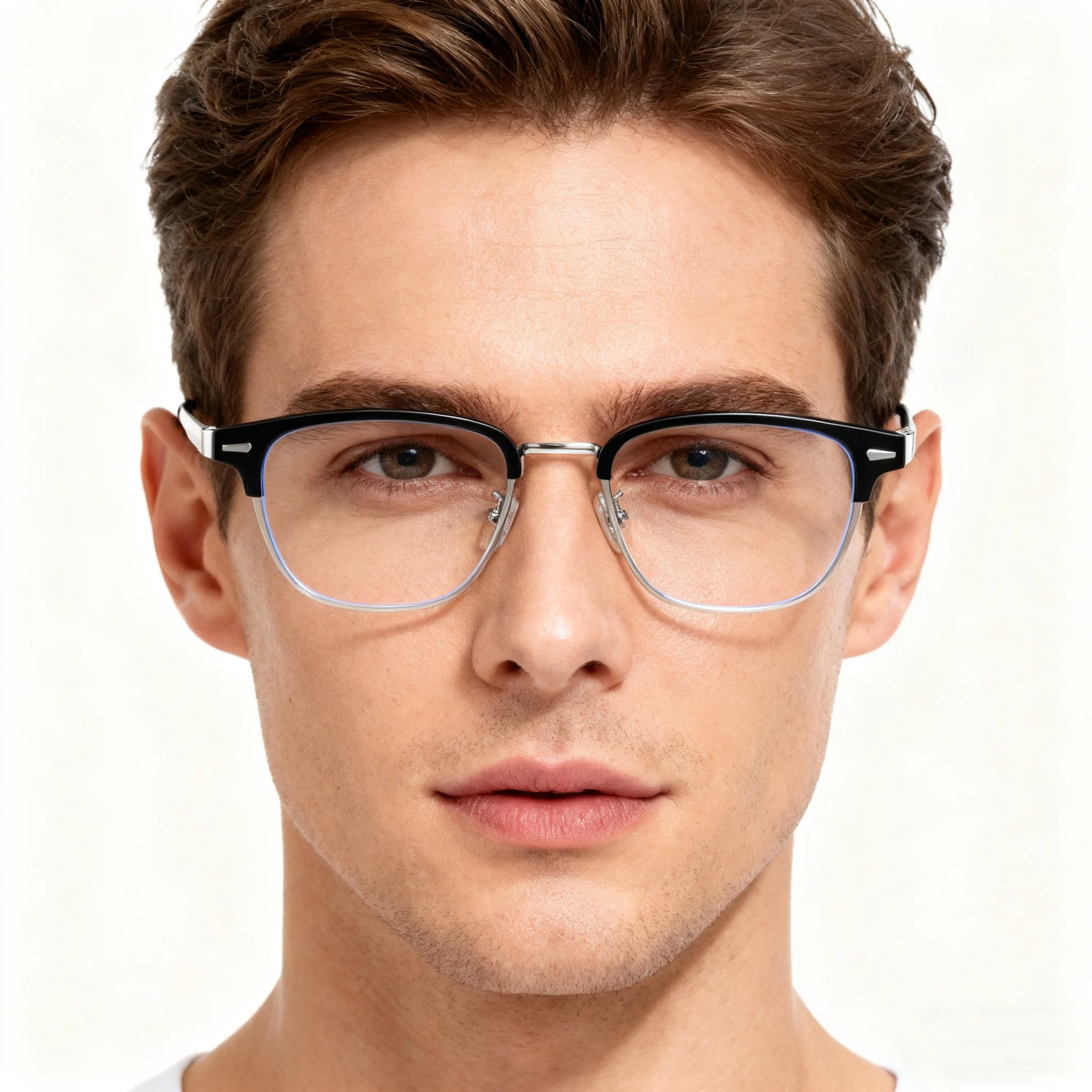 VIVIBEE Square Blue Light Blocking Glasses Men Semi Rimless Square Ray Filter Eyeglasses Vintage Women UV400 Computer Eyewear