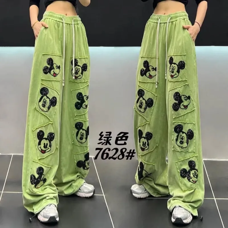 Pantalon surdimensionné pour femmes, nouveau Style coréen, mode Mickey, Tube droit, survêtement pour femmes, Harajuku rétro Y2k, Streetwear, printemps été