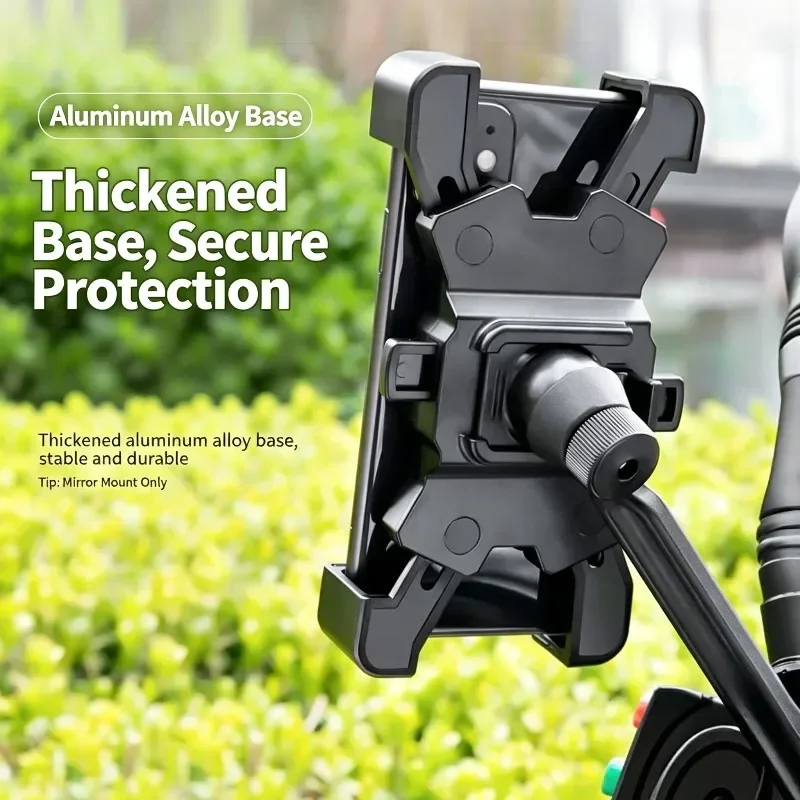 Universal Motorbike Phone Stand One Hand Operation Aluminum Alloy Anti Shake Holder For Scooter E-Bike GPS Navigation