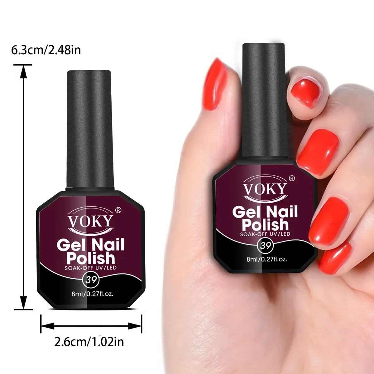 مجموعة طلاء أظافر جل VOKY 8 مل مكونة من 6 قطع - جل ملون LED عالي التطبع، مناسب لطلاء الأظافر الاحترافي للسيدات