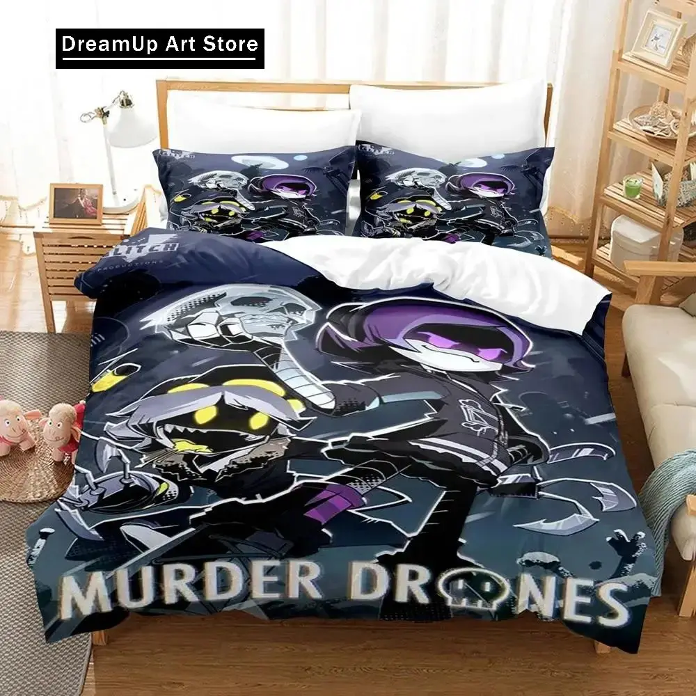 3D Print Cartoon Murder Drones Bedding Set Boys Girls Twin Queen King Size Duvet Cover Pillowcase Bed boys Adult Bedroom