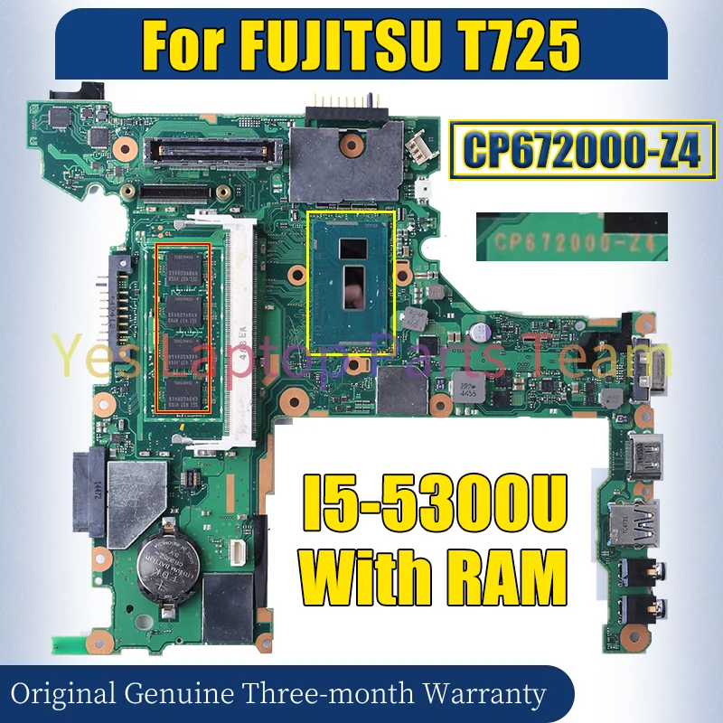 cp-672000-z4-pour-fujitsu-t725-carte-mere-d'ordinateur-portable-i5-5300u-sr23x-avec-carte-mere-d'ordinateur-portable-ram-testee
