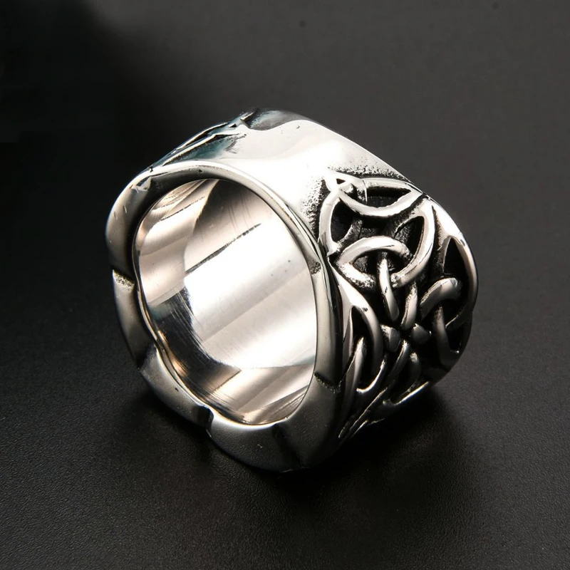 Cool Heavy Metals Celtic Knot Ring Vintage Stainless Steel Men\'s Viking Nordic Ring Unique Men Biker Jewelry Wedding Party Gifts