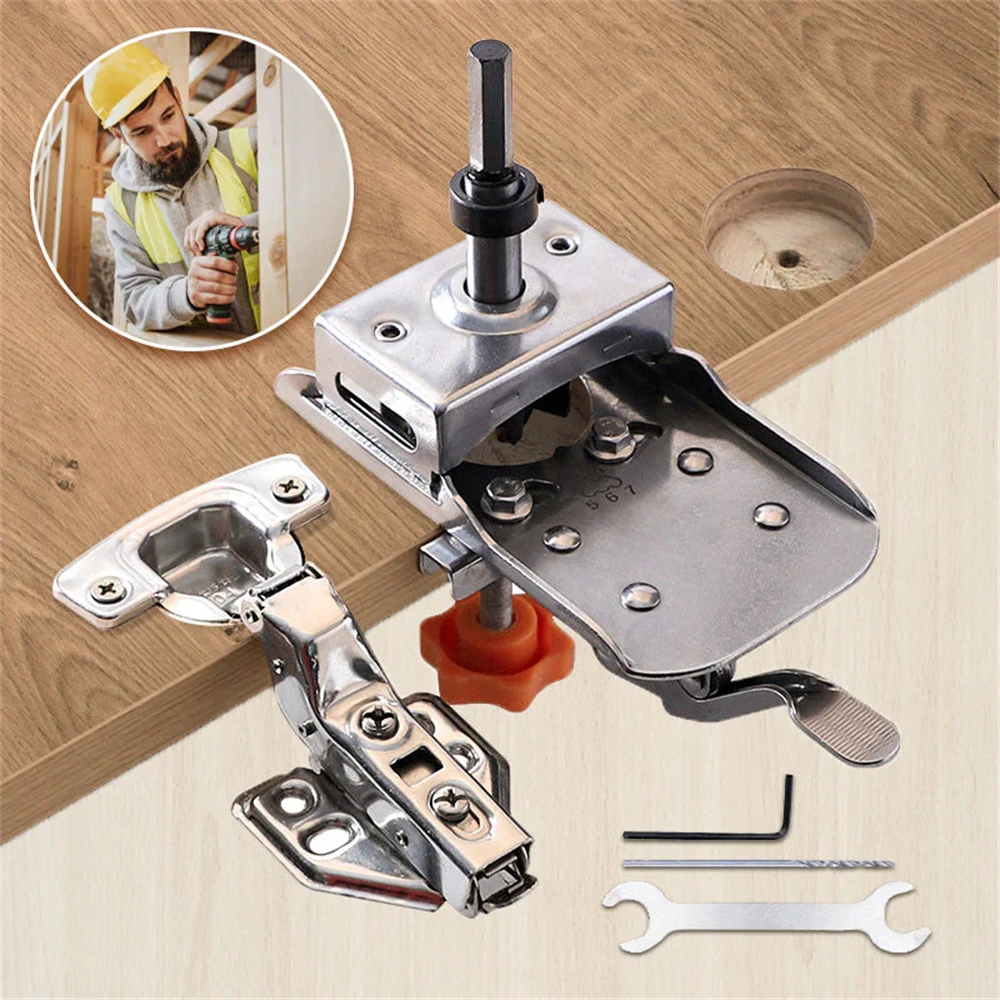 Woodworking Hole Drilling Guide Locator 35mm Hinge Boring Jig with Fixture Aluminum Plastic Hole Opener Template Door Cabinets