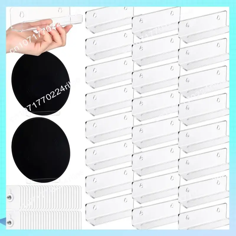 

A17Z 24 Pieces 7 Inch Adhesive Vinyl Record Holder Clear Album Record Wall Mount Floating Vinyl Record Shelf For Collection